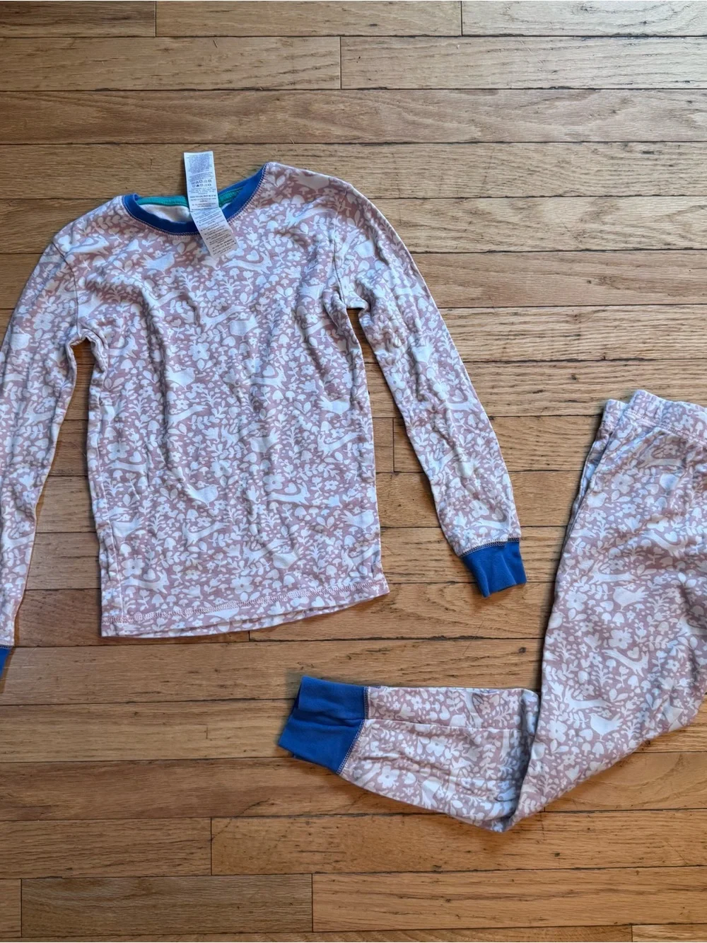 Mini Boden Kids Woodland Rabbit Print Pajama Set Pink Blue 9Y‎ 134cm Cotton